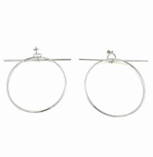HERMES. Collection "Loop", boucles d'oreilles argent GM 58 Facettes