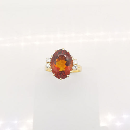 Bague 57 Bague or jaune citrine et diamants 58 Facettes