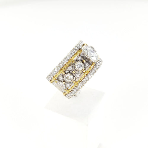 Bague BUCCELLATI - Bague bicolore or blanc et jaune avec diamants 58 Facettes