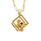 Collier Chaîne et pendentif cube en or jaune et tourmalines vertes 58 Facettes MONTE0164