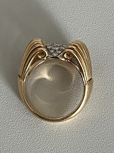 Bague 55 Bague Rétro Fils d'Or Jaune Platine Diamants 58 Facettes LOT 6119