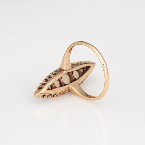 Bague 56 Bague Navette en or jaune et diamants, style victorien antique 58 Facettes G14038