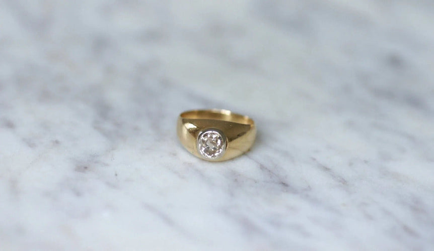 Bague Bague Jonc Or et Diamant Taille Ancienne 58 Facettes