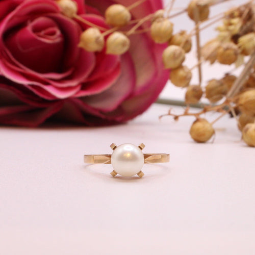 Bague Bague solitaire avec perle de culture or jaune 58 Facettes