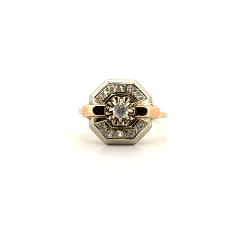 Bague 52 Bague Art-Déco or jaune et blanc et diamant 58 Facettes 64-GS35367