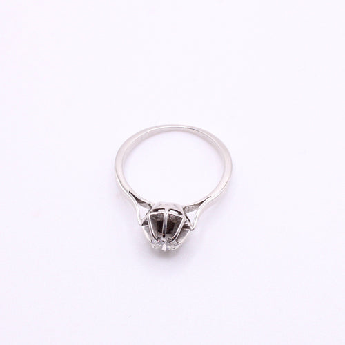 Solitaire ancien or blanc diamant chaton soleil