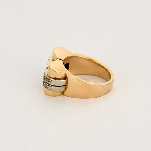 Bague 56 Bague tank platine et or jaune, diamants 58 Facettes POI0131