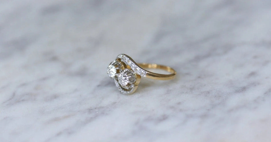 Bague 57 Bague de Fiançailles Toi et Moi Diamants 58 Facettes