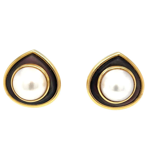 Boucles d'oreilles Boucles d'oreilles en or et nacre noire Marina B 58 Facettes