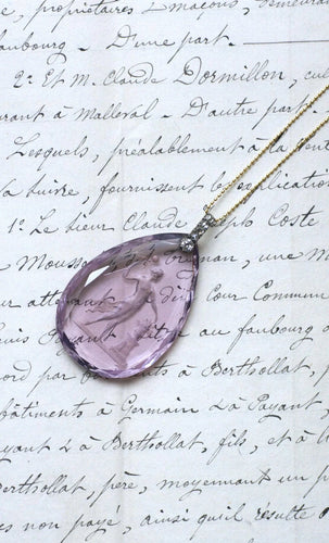 Pendentif Pendentif Ancien Goutte Intaille Améthyste et Diamants 58 Facettes