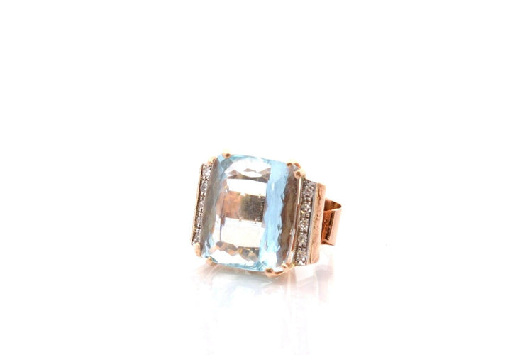 Bague 57.5 Bague vintage aigue-marine en or 58 Facettes 26999