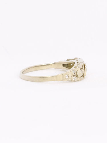 Bague géométrique or blanc diamants