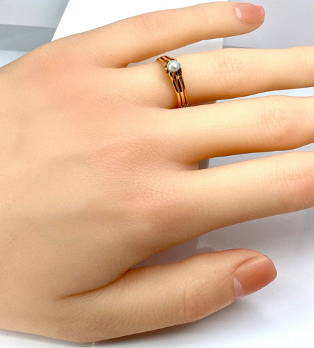 Bague 49 Bague en or rose perle fine vers 1900 58 Facettes AB663