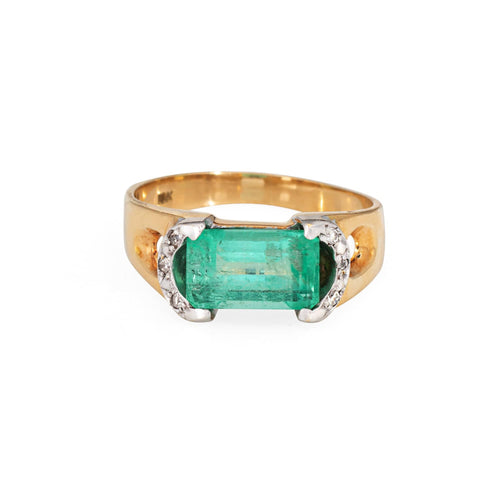 Bague 54 Bague vintage en or jaune et diamants émeraude de 1,75 ct des années 70 58 Facettes G14062