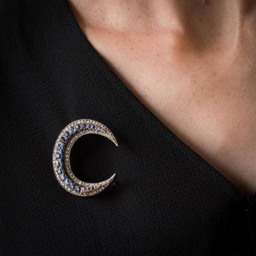 Broche Broche croissant saphirs et diamants 58 Facettes 14-104
