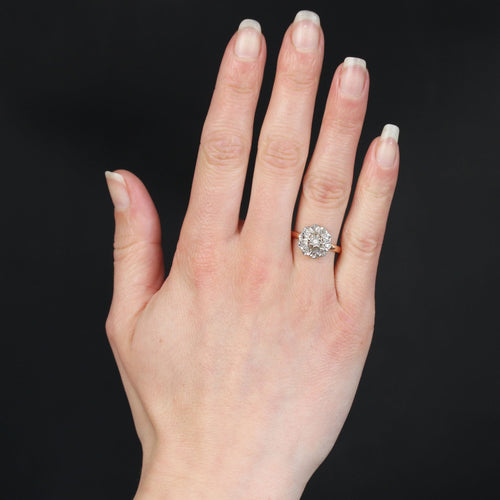 Bague 58 Bague fleur diamants or rose 58 Facettes 24-004