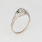 Bague 56 Bague Art déco vintage en or blanc 14 carats avec diamants et émeraude 58 Facettes G13877