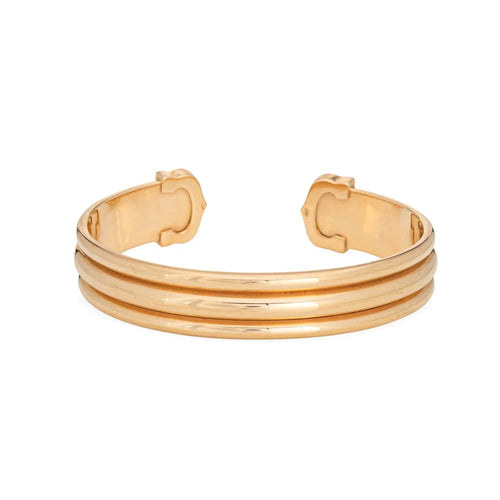 Bracelet Cartier - Bracelet manchette Vintage Double C de Cartier Or jaune Diamants 58 Facettes G13514