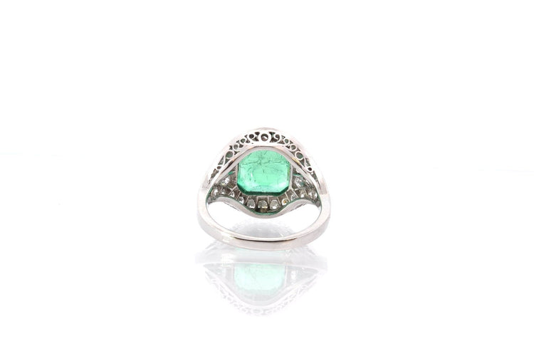 Bague Bague Dôme Art Déco Emeraude Diamants 58 Facettes