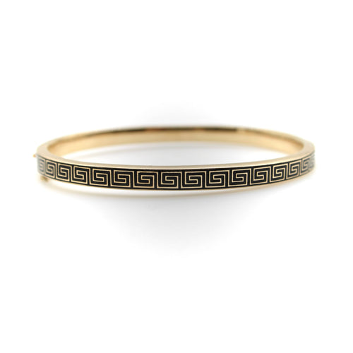 Bracelet Bracelet victorien en or 14 carats émaillé à motif grec 58 Facettes