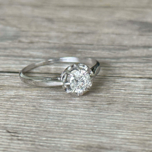 Bague 55 Solitaire or blanc diamant 0.50 carat 58 Facettes 198