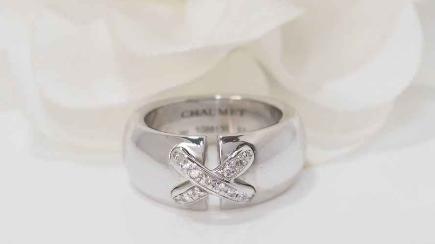 Bague 51 Bague Chaumet double Liens en or blanc et diamants 58 Facettes 32176