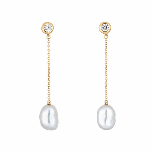 Boucles d'oreilles Tiffany & Co - Boucles d'oreilles Elsa Peretti en or jaune et diamants au mètre avec perles 58 Facettes G13867