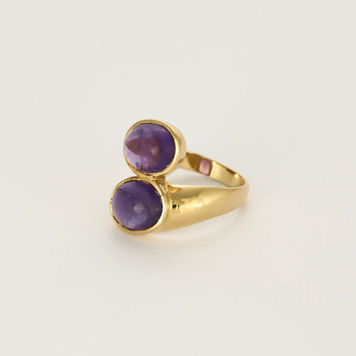 Bague 54 Bague toi et moi, or jaune et améthystes 58 Facettes BEA3348