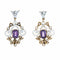 Boucles d'oreilles Boucles d'oreilles anciennes de style édouardien en or jaune, améthyste et émail blanc 58 Facettes G14208