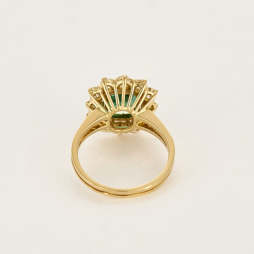 Bague Marguerite or jaune, émeraude et diamants