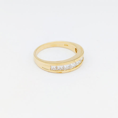 Bague 53 Demi - alliance or jaune et diamants 58 Facettes 32182