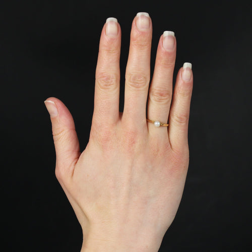 Bague 49 Solitaire or jaune perle de culture 58 Facettes 20-062