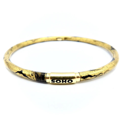 Bracelet Bracelet jonc SOHO en émail doré à rayures calligraphiques dorées 58 Facettes