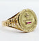 Bague 52 Bague médaille amour or 18k  AUGIS "+ qu'hier - que demain" couronne de lauriers ornée de rubis et de diamant (circa 1958) 58 Facettes A04959