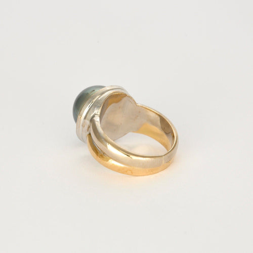 Bague 51 Bague or jaune et or blanc, perle et diamants 58 Facettes 240792