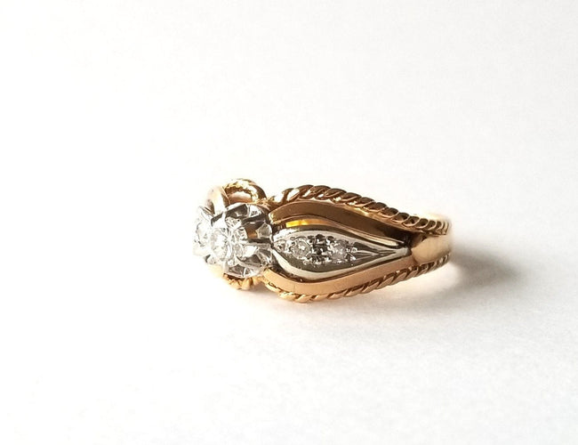 Bague Bague or jaune 18k et diamants 58 Facettes