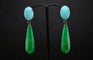 Boucles d'oreilles Boucles d'oreilles en or noir avec embellissements d'amazonite, de jade et de saphir 58 Facettes