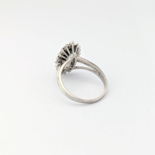 Bague 54 Marquise or blanc diamants saphir 58 Facettes 30610
