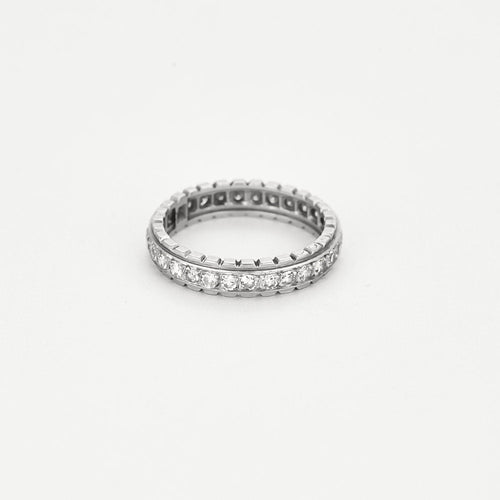Bague 56 Alliance américaine en platine et diamants 58 Facettes DAX0011