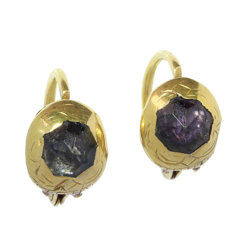 Boucles d'oreilles Boucles d'oreilles baroques ibériques, vers 1725 – Or 18 carats et pierres de pâte serties sur papier métallisé 58 Facettes 25115-0312