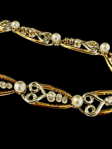 Bracelet Bracelet Or, Platine, Diamants et Perles Fines 58 Facettes