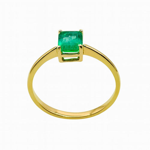 Bague 56 Bague en or jaune avec émeraude colombienne 58 Facettes 50302
