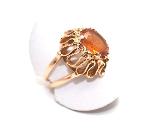 Bague 54 Bague cocktail or jaune 750 mil et citrine 58 Facettes