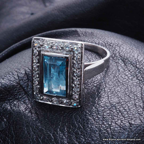 Bague 52 Bague art déco aigue-marine - ref 4083 58 Facettes 4083
