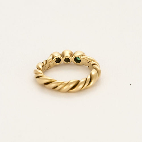 Bague 50 Bague en Or jaune tressé, saphir et émeraudes 58 Facettes BIA1201X4