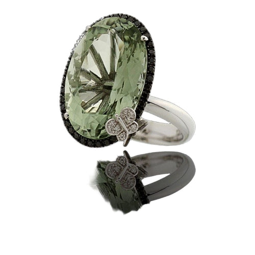Bague 54 Bague or blanc, améthyste verte, diamants naturels 58 Facettes AG-2X21013