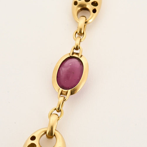 Collier VALENTE MILANO - Collier négligée en or jaune, ébène, rubis, diamants et os. 58 Facettes SMA0232