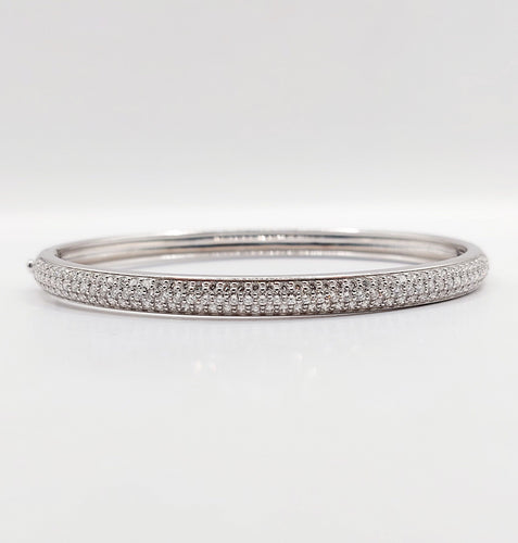 Bracelet Bracelet jonc or blanc 18k et 2,80 carats de diamants, vintage, art deco 58 Facettes A06114