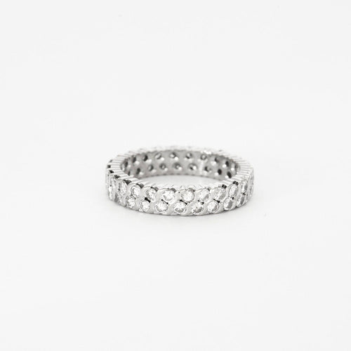 Bague 54 Alliance en or gris ornée de diamants 58 Facettes GS5
