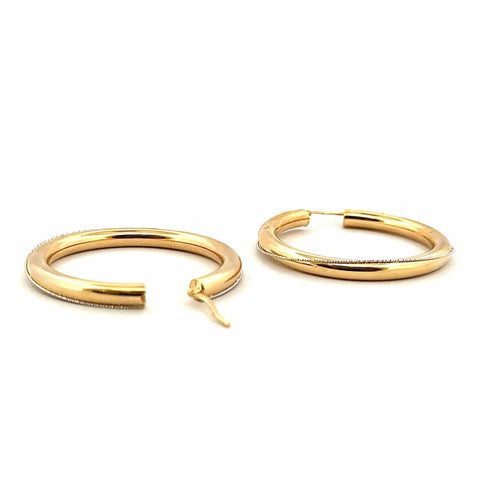 Boucles d'oreilles Créoles en or jaune et blanc 58 Facettes